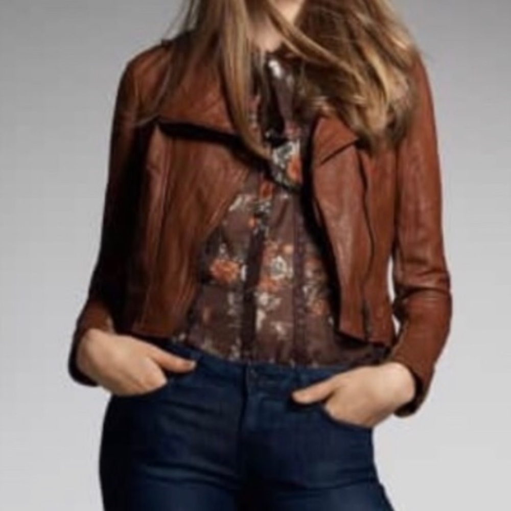 Leather zip jacket